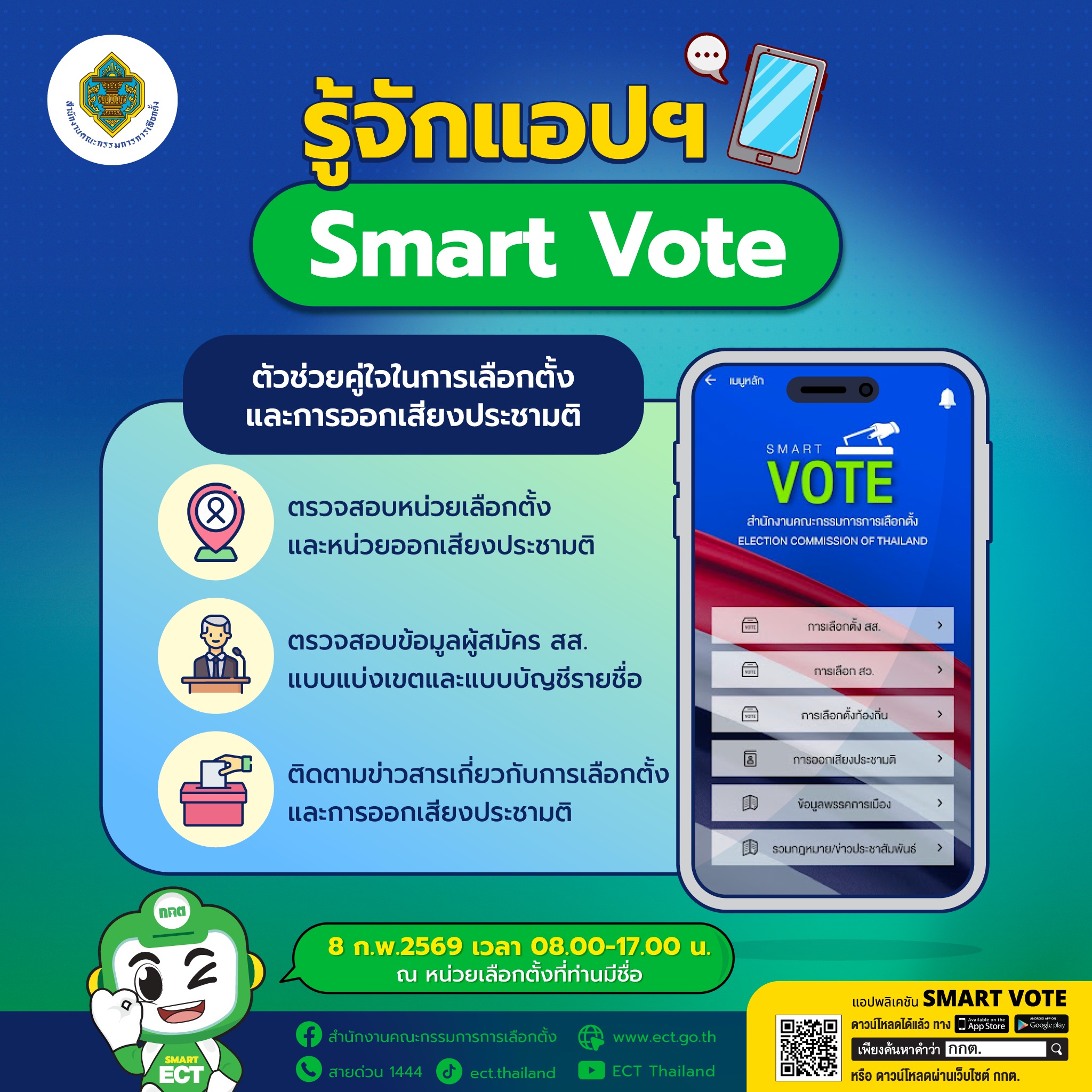 เตรียมความพร้อมก่อนวันเลือกตั้งและออกเสียงประชามติ ด้วยแอปพลิเคชัน Smart Vote 