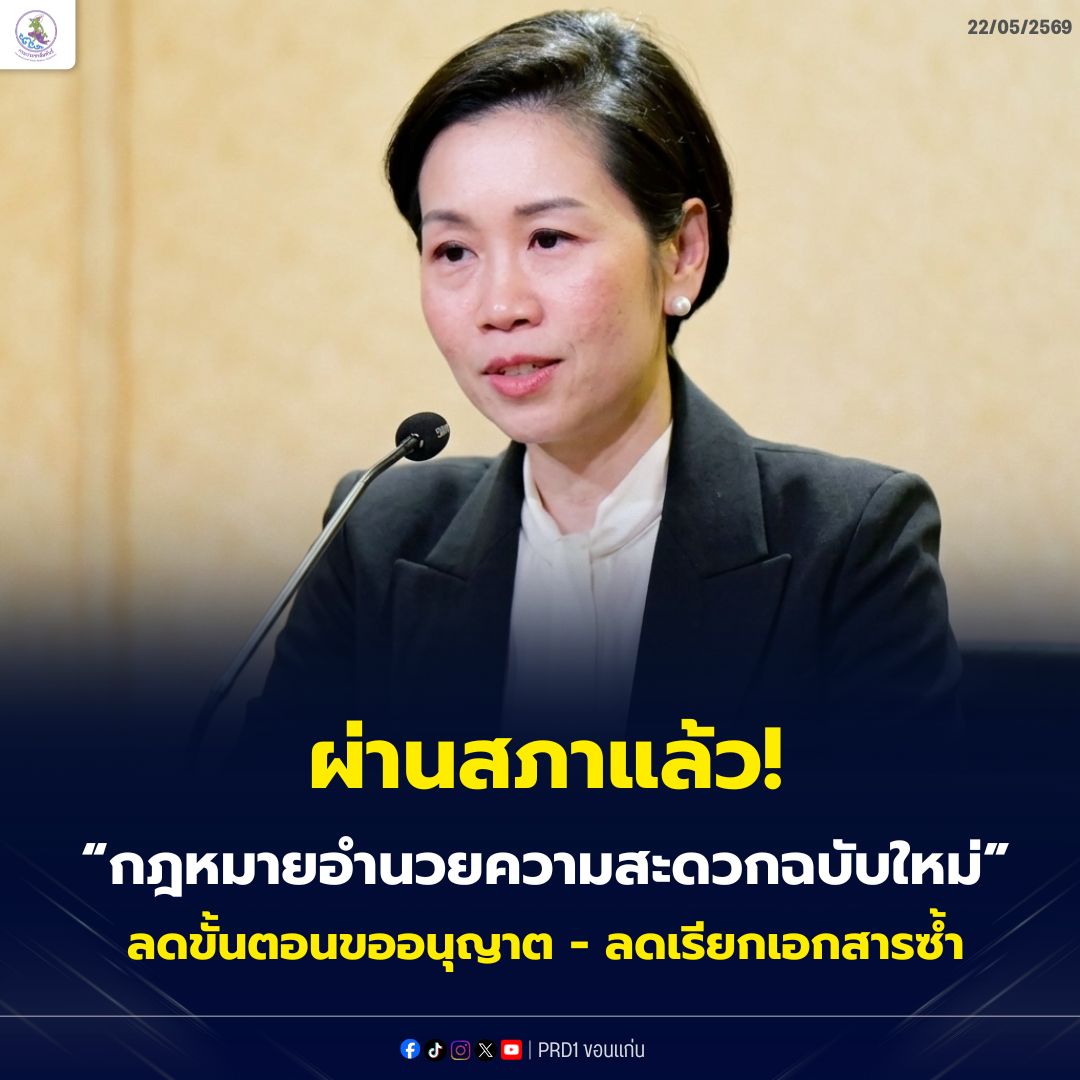กฎหมายอำนวยความสะดวกฉบับใหม่ ผ่านสภาแล้ว! หนุนประชาชนยื่นขออนุญาตง่าย รู้ผลเร็ว ลดเรียกเอกสารซ้ำ